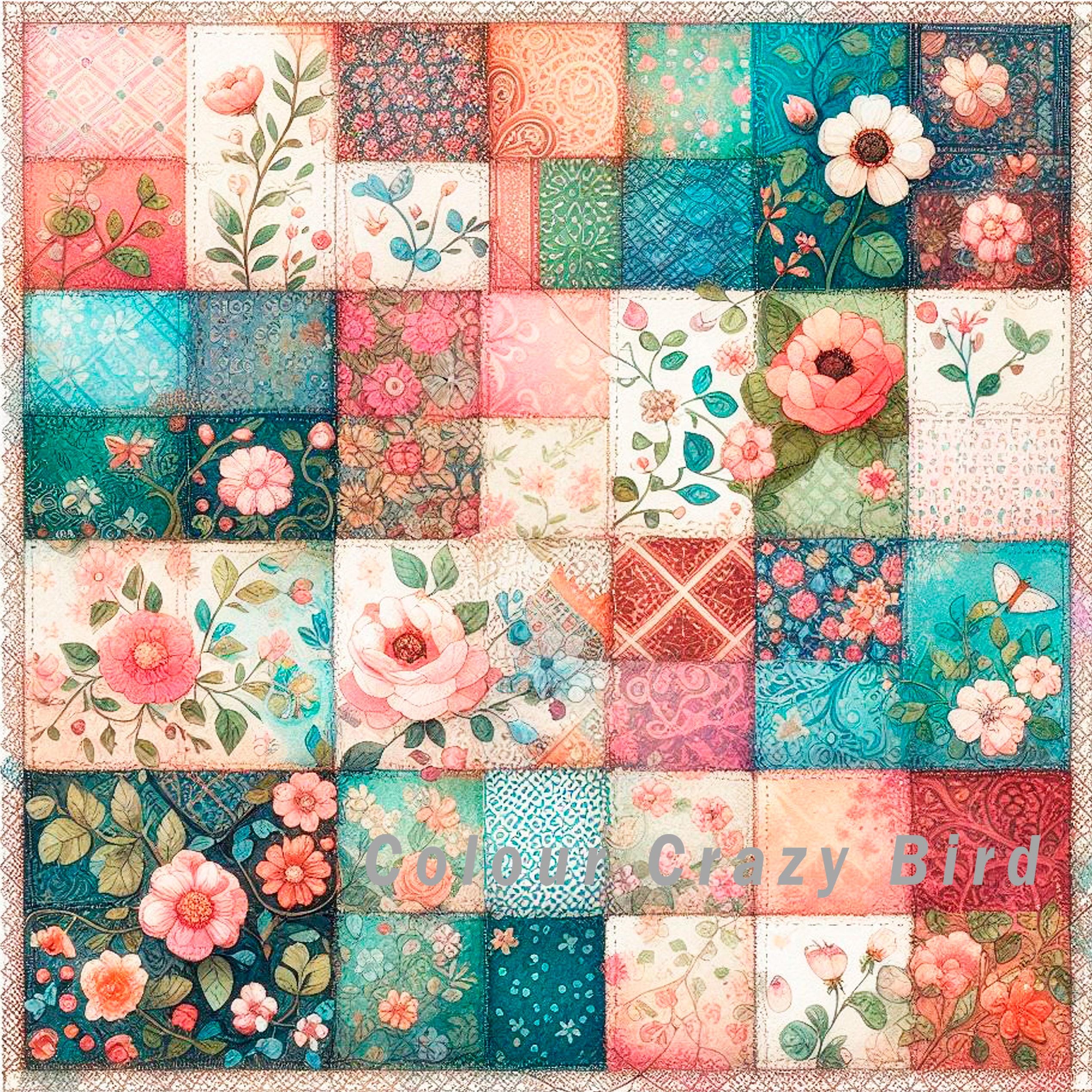 12 Pretty Calico Patchwork Squares/ Digital Download/ai Generated/paper ...
