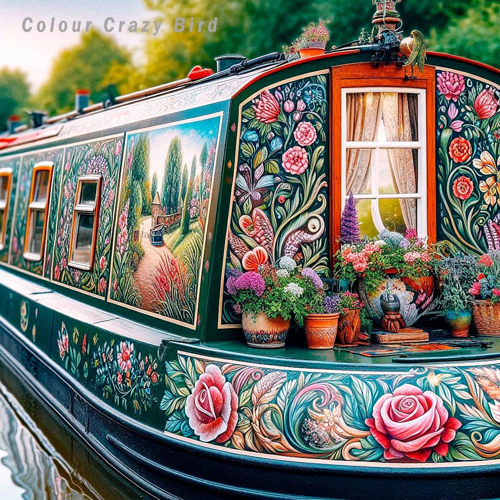 Folk Art Canal Boat Image 10x10 JPEG digital Download Etsy