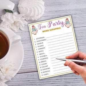 Tea Party Word Scramble Game - Printable Tea Party Games for Birthdays ...