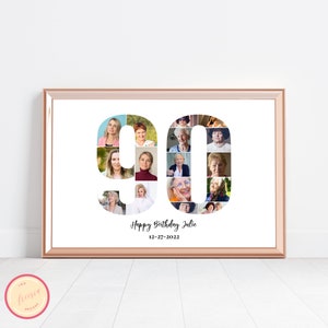 Editable Custom Ninetieth Birthday Gift - Photo Collage - 90th Anniversary - 90th Birthday - Personalized - Custom Picture Board - GH67