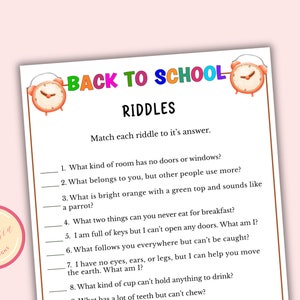 Back to School Riddles Game - Printable Back to School Game - First Day of School Icebreaker Game and Activity - Instant Download - CB11