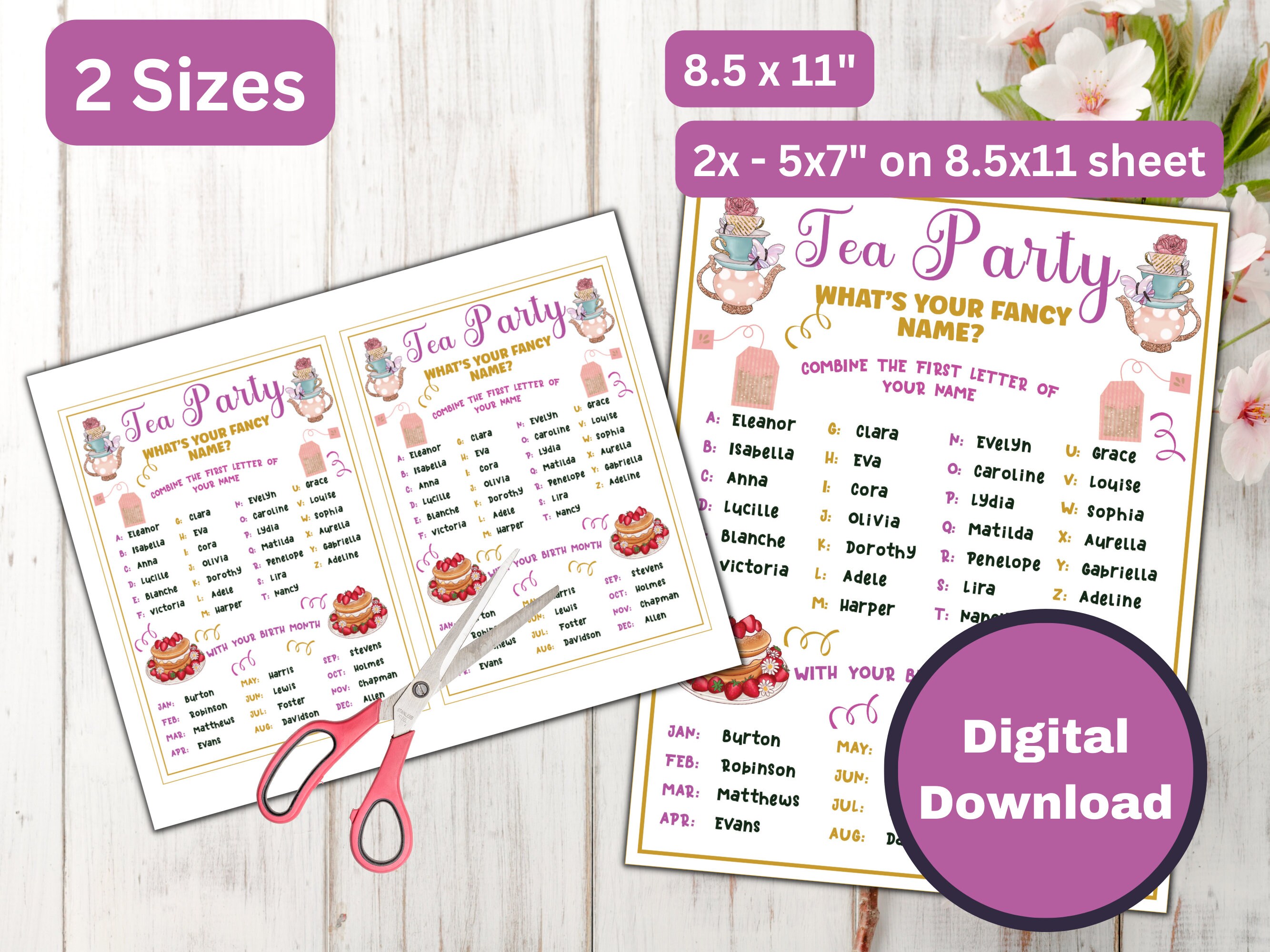 Printable Tea Party Games for Birthdays, Bridal Shower, Afternoon Tea ...