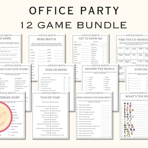 Office Party Games Bundle - 12 Printable Work Party Games for Team Building - Staff Appreciation Icebreaker Activity - Happy Hours - LK09