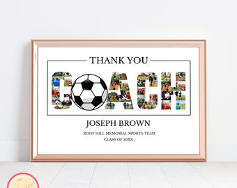 Soccer Photo Collage Template - Photo Gift Collage - Editable Template - Printable Soccer Gift Collage - Soccer Coach Photo Collage Gift