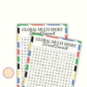 Summer Sports Word Search Printable Game - Global Games - USA Sports Themed - Summer Activities Games  for Kids, Adults, Office Party - QL