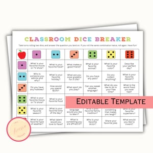 Klassenzimmer DiceBreaker Spiel - Zurück in der Schule Eisbrecher Aktivitätsspiel für Kind, Lehrer-Ressource - Lernen Sie Ihre Würfel kennen - Rollen und sagen