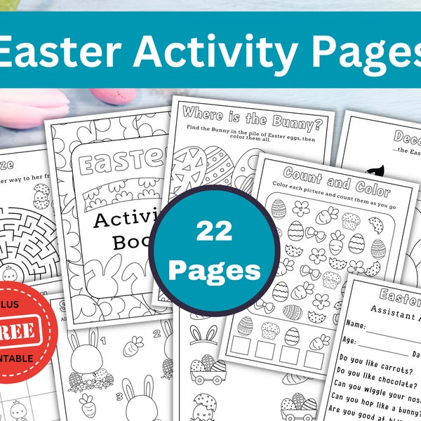 Easter Activity Pages for Kids - Easter Coloring and Activity Pack - Classroom Party, Easter Brunch, Family Game Night - Digital Download