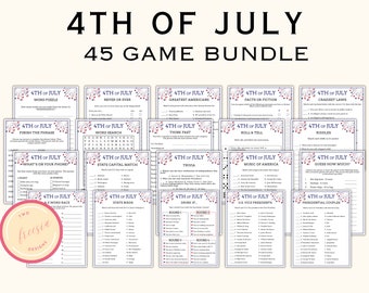 Juegos del 4 de julio - Paquete de 45 juegos imprimibles para niños y adultos - Juegos para la fiesta del Día de la Independencia - Juegos patrióticos - F1P