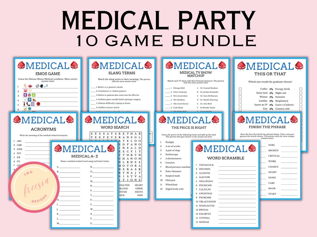 Medical Party Game Bundle for Nurse, Doctor, Graduation, Retirement