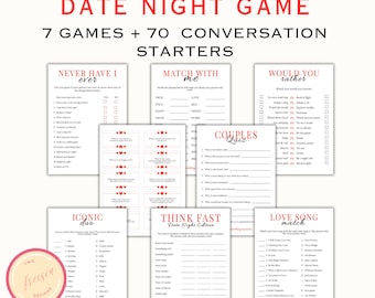 Printable Date Night Couples Games - Adult Games - Marriage Games for Couples Night - Date Night Game Cards - Conversation Starters
