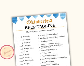 Bier Tagline - Afdrukbaar Oktoberfest Party Game - Beer Festival Game - Duitse activiteiten voor volwassenen - Beer Fest - Beer Tasting Game - RO23