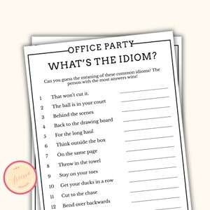 Workplace Jargon Match Game - Office Idioms - Work Party Game for Team Building - Staff Appreciation Icebreaker Activity - Happy Hour - LK09