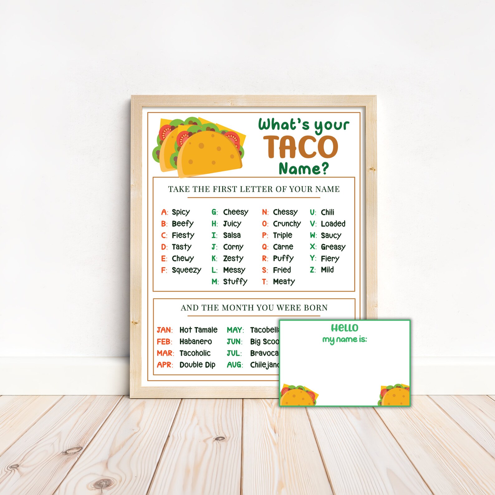 What's Your Taco Name - Cinco De Mayo Printable Game - Mexican Fiesta ...