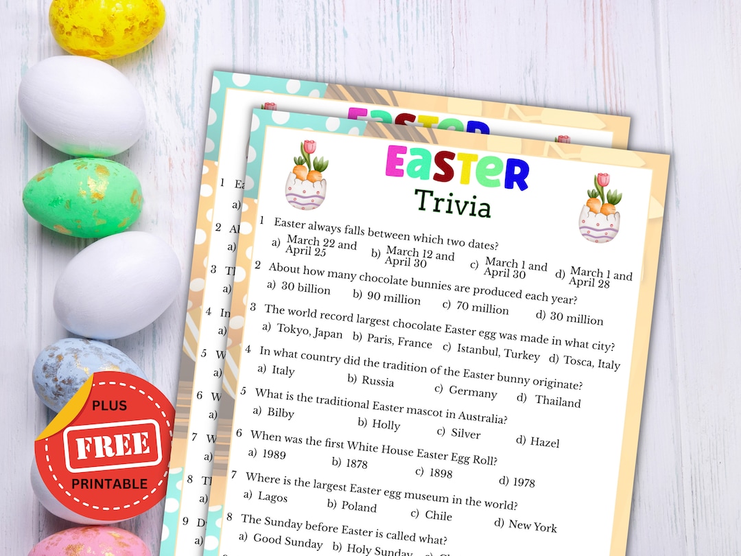 Easter Trivia Game  Easter Printable Games for Kids & Adults