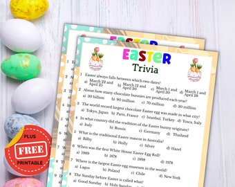 Easter Trivia Game - Easter Printable Games for Kids & Adults - Easter Party Game - Easter Family Night Games - Office Party Games