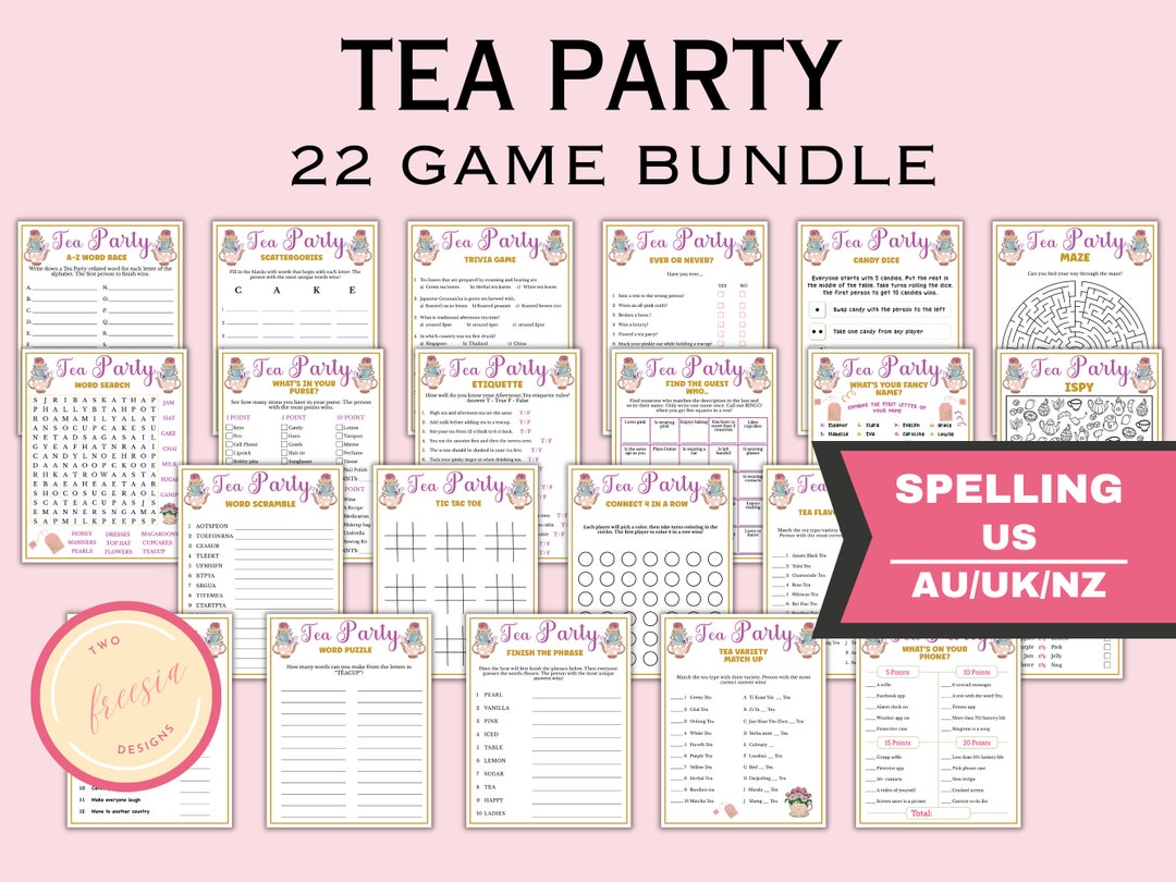 22 Tea Party Game Bundle for Kids & Adults - Tea Party Games for ...