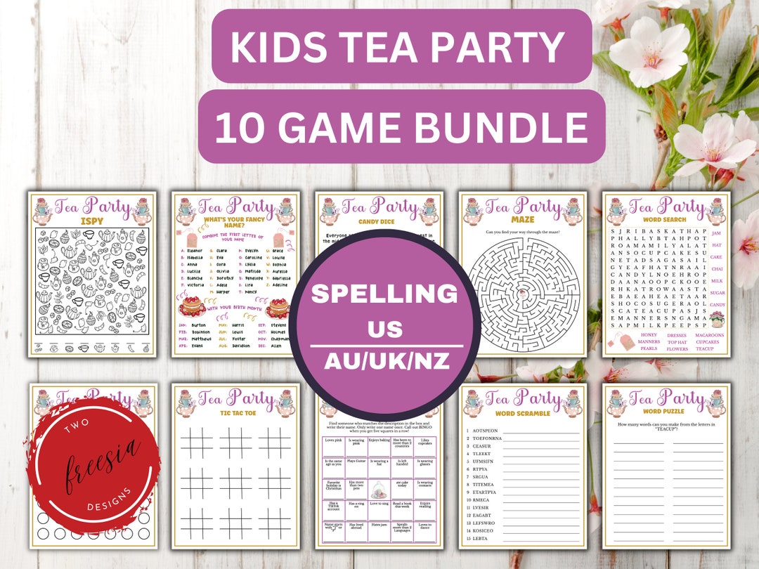 10 Tea Party Game Bundle for Kids Tea Party Games for Girls - Etsy