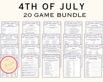 Paquete de juegos imprimibles para el 4 de julio: actividades para fiestas patrióticas (PDF)