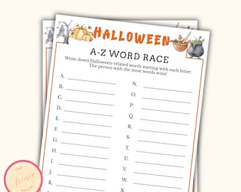 Gioco di Halloween dalla A alla Z - Gioco per feste di Halloween stampabile per adolescenti e adulti - Attività rompighiaccio, Gioco per feste spettrale - Festa in ufficio - KL098
