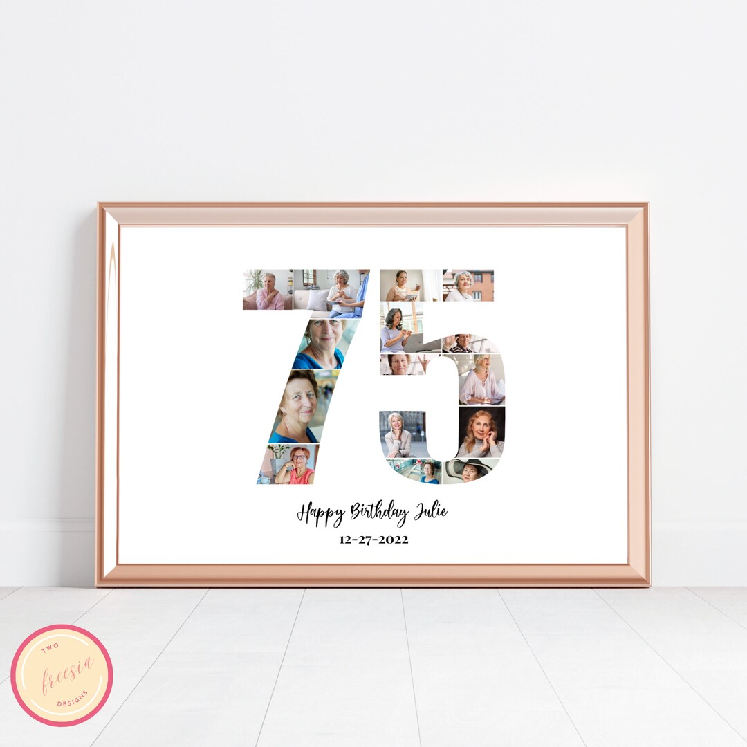 Editable Custom 75th Birthday Gift - Photo Collage - 75th Anniversary ...