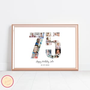Editable Custom 75th Birthday Gift - Photo Collage - 75th Anniversary - 75th Birthday - Personalized - Custom Picture Board - GH67