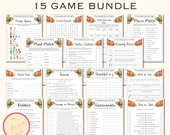 Thanksgiving Game Bundle - Printable Thanksgiving Games for Kids and Adults - Party Games and Activities - Family, Classroom Games - PL04
