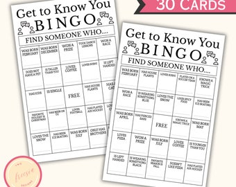 Get to Know You Bingo - Find Someone Who Bingo - Find the Guest Bingo - Icebreaker Bingo Game - Team-Building Activity - Human Bingo - LK09