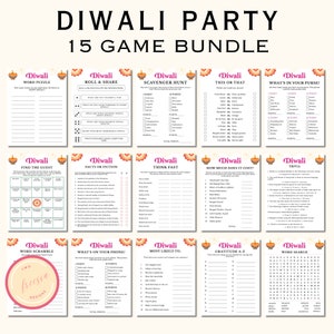 15 Diwali Games Bundle - Printable Diwali Games for Kids, Teens & Adults - Festival of Lights Party Games - Instant Downloads