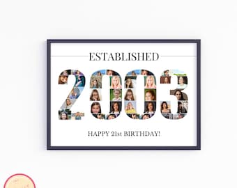 Custom 21st Birthday Photo Collage Template - Personalized 2003 Picture Collage Gift for Dad Father Husband Men Women - Born in 2003 - GH67