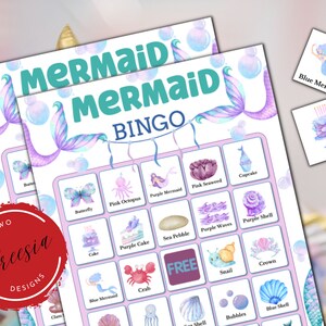 Mermaid Bingo Printable Game for Birthday Parties Activities - Etsy
