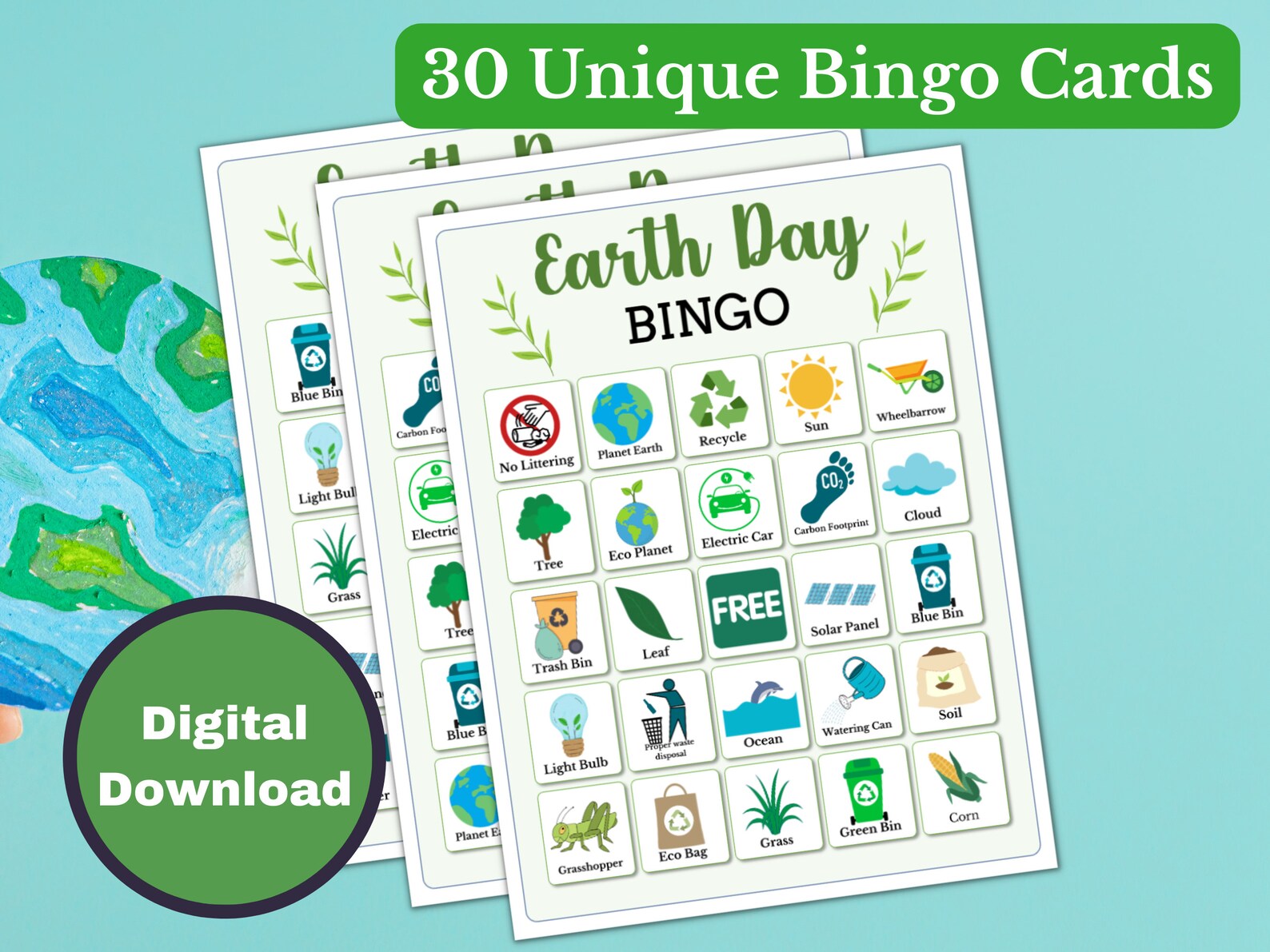 Earth Day Printable Bingo Game - Earth Day Games for Kids and Adults ...