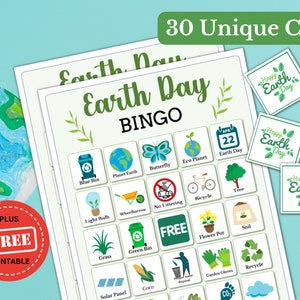 Earth Day Printable Bingo Game - Earth Day Games for Kids and Adults - Party Games and Activities - Family Games - Classroom Games