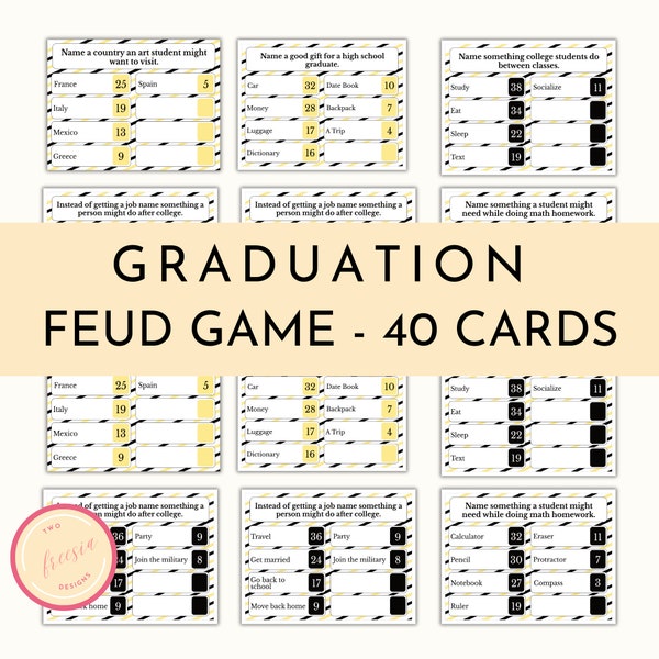 Graduation Feud Game - Printable Graduation Party Game for College and High School Grad Party - 2024 Games and Activities - GP01