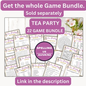 Tea Party Word Scramble Game - Printable Tea Party Games for Birthdays ...