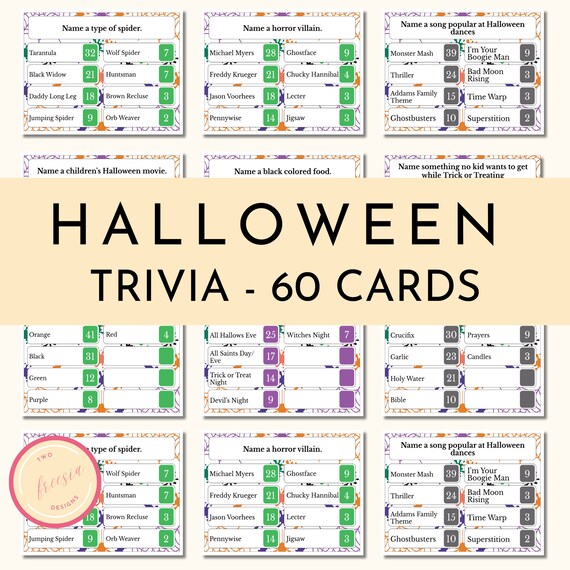 Halloween Trivia Feud - Game for Halloween - Activity For Kids and Adults - Family Game Nights - Classroom, Office Party - KL098
