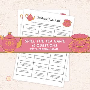 Spill The Tea Game, Tea Party Game Printable, Adult Tea Party Game, Tea Party Activities for Women, Ladies Luncheon Games, Garden Tea Party