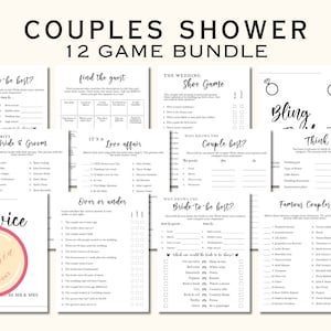 Couples Shower Game Bundle - 12 Printable Couples Bridal Party Games - Joint Bridal Shower Games - Co ed Bridal Party Games - KW04