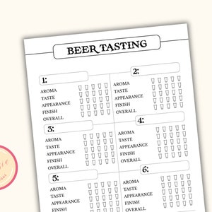 Scorecard de degustação de cerveja - Folha de degustação de cerveja para impressão para festa de degustação de cerveja, noite de rapazes, despedida de solteiro, encontro noturno - jogo de festival de cerveja