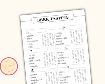 Beer Tasting Scorecard - Printable Beer Tasting Sheet for Beer Tasting Party, Guys Night, Bachelor Party, Date Night - Beer Festival Game