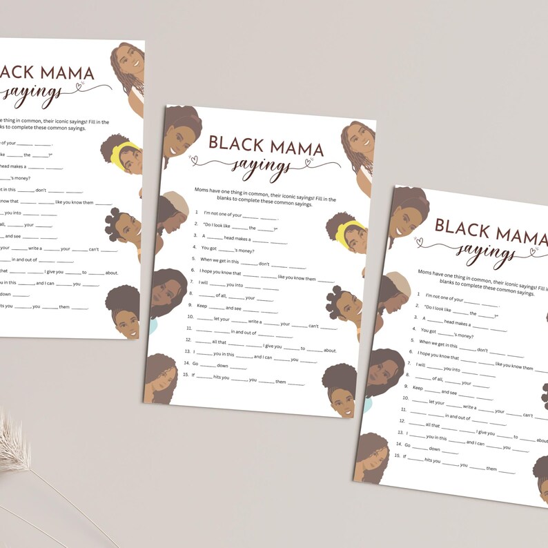 Black Mama Sayings Game, Baby Shower Activity, Black Baby Shower Game, Do you know this Iconic Sayings?, Fun Game, Black Baby Shower image 7