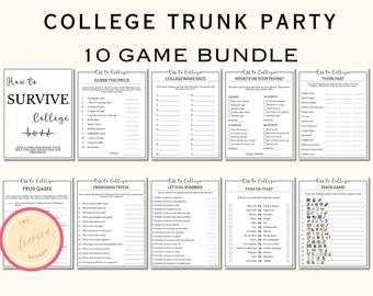 College Going Away-feestspellen - 10 afdrukbare college-trunk-feestspellen - college afscheids- en afscheidsfeestspellen - direct downloaden - KD907