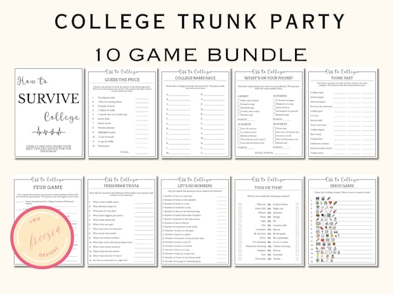 College Going Away Party Games - 10 Printable College Trunk Party Games - College Send Off & Farewell Party Games - Instant Download - KD907