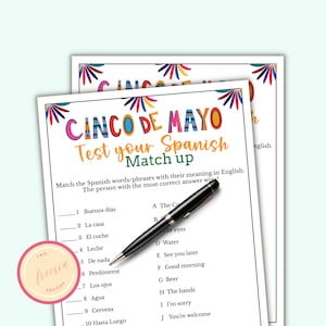 Cinco de Mayo Party Games - Test your Spanish Game - Printable Fiesta Game for Adults & Kids - Mexican Party Games - Fun Cinco de Mayo Games