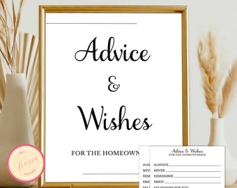 Printable Housewarming Advice and Wishes Cards - Printable Housewarming Game - New Homeowners - New Home Party Game - PL90