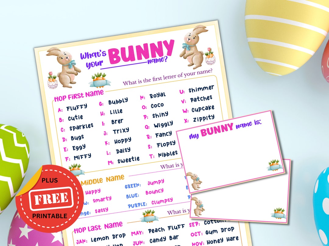 Easter What's Your Bunny Name Game  Party Games and