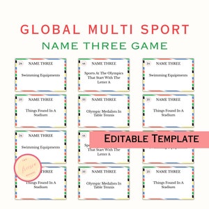 Name Three Game - Summer Party Game - USA Sports Themed - Summer Activities Games  for Kids, Adults, Office Party - QL