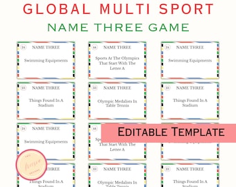 Name Three Game - Summer Party Game - USA Sports Themed - Summer Activities Games  for Kids, Adults, Office Party - QL