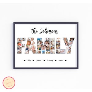 Family Photo Collage - Personalized Family Photo Collage - Family Photo Prints - Editable Canva Template - Gifts for Her and Him