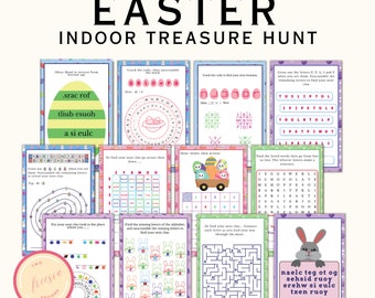 Indoor Easter Treasure Hunt for Older Kids - Scavenger Hunt for Tweens, Teens - Printable Games and Puzzles - Digital Download