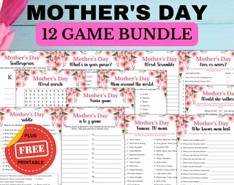 Paquete de juegos imprimible del Día de la Madre para niños y adultos - Actividad nocturna de juegos de fiesta familiar - Juegos de fiesta del Día de la Madre - Descarga digital